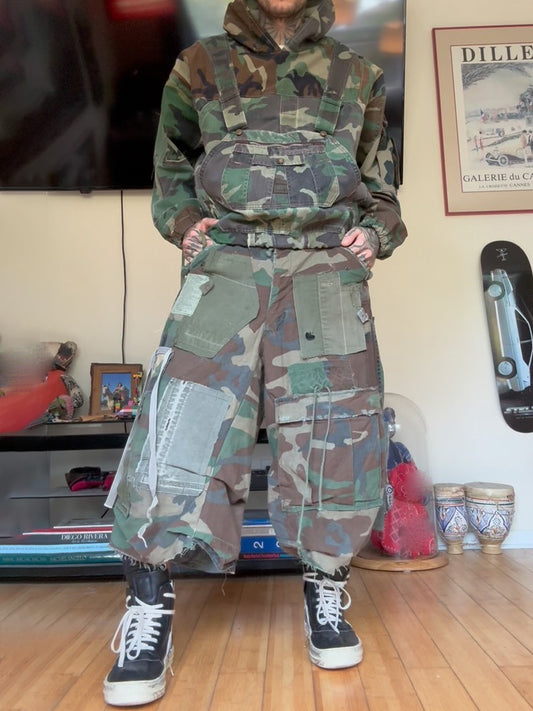 Men 's Camouflage Print Overall Hoodie