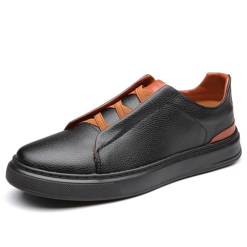 Cross Elastic Simple Leather Casual Men's Shoes