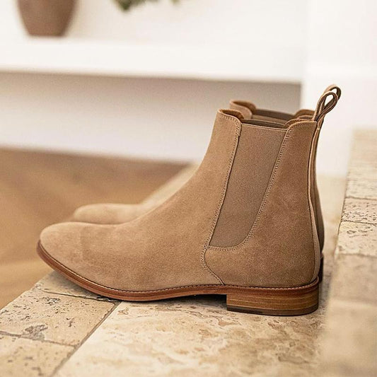 Men's Khaki Suede Chelsea Boots