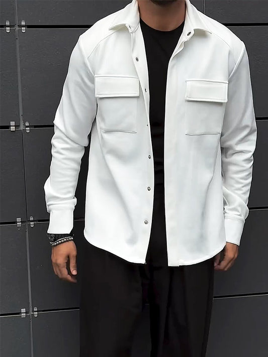 Men's Simple Cotton Shirt Jacket