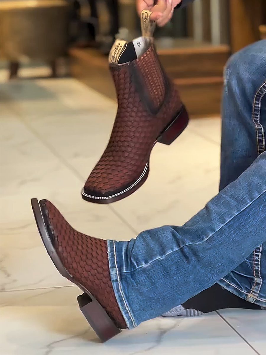 Braided Leather Men's Chelsea Boots