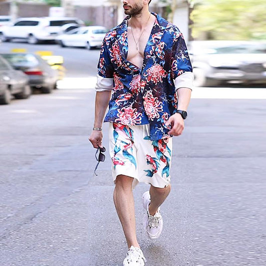 Men's Printed Shirt Summer 2-Piece Set