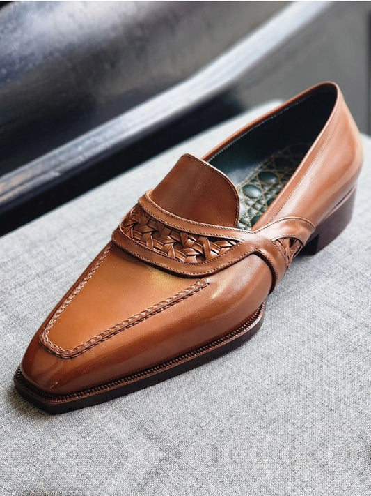 Saddle Strap Braided Men's Loafer