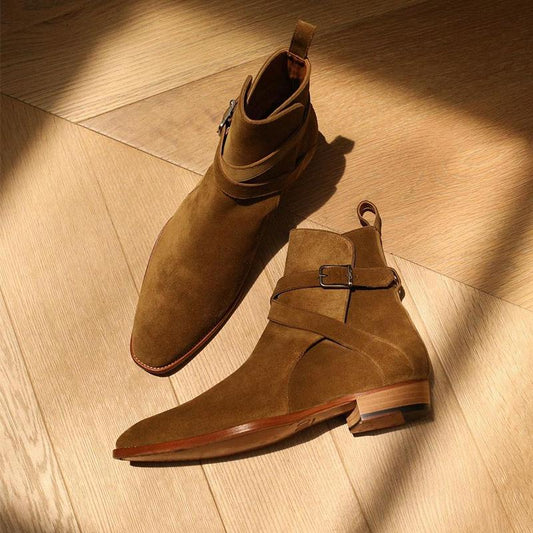 Men's Suede Buckle Boots