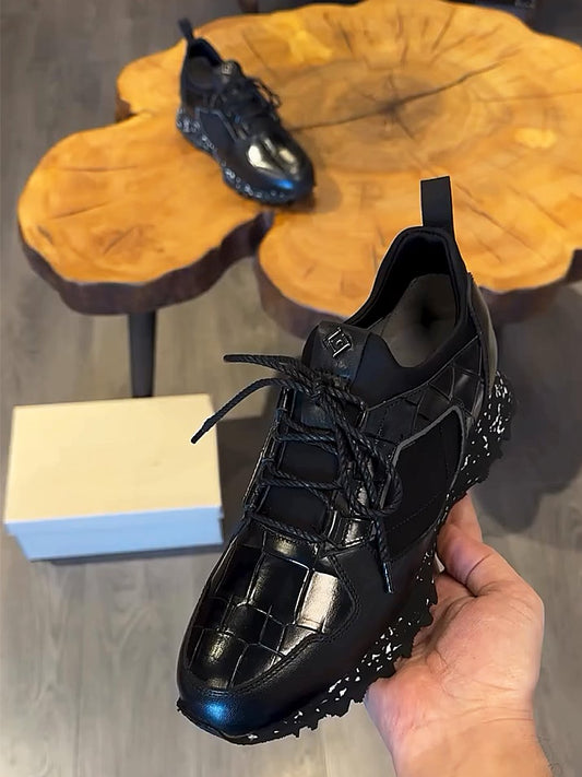 Men's Embossed Leather Sneakers