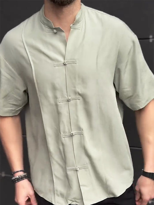 Men's Oversize Cotton Vintage Short Sleeve Shirt