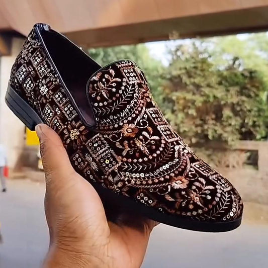 Men's Sequin Embroidered Loafers(Mexican Handmade Loafers)