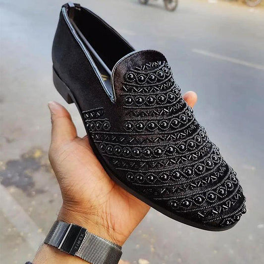 Men's Suede Black Pearl Loafers(Mexican Handmade Loafers)