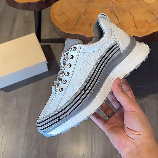 Men's Popcorn Soft Sole Faux Crocodile Leather Sneakers