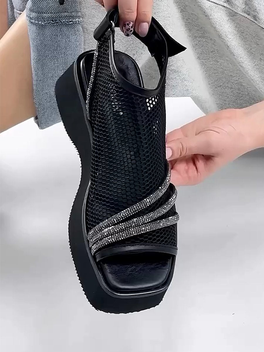 Women's Rhinestone Mesh Soft Sole Sandals