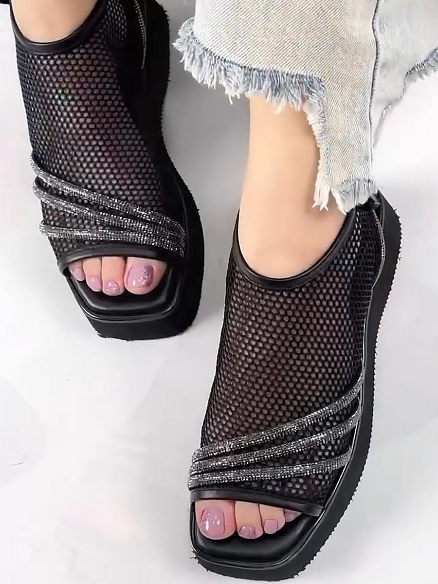Women's Rhinestone Mesh Soft Sole Sandals