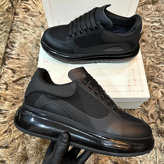 Men's Patent Leather Mesh Air Cushion Sneakers