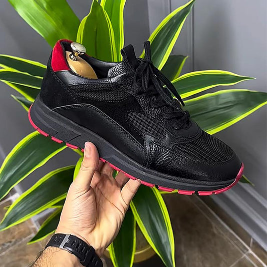 Men's Mesh Patchwork Leather Sneakers