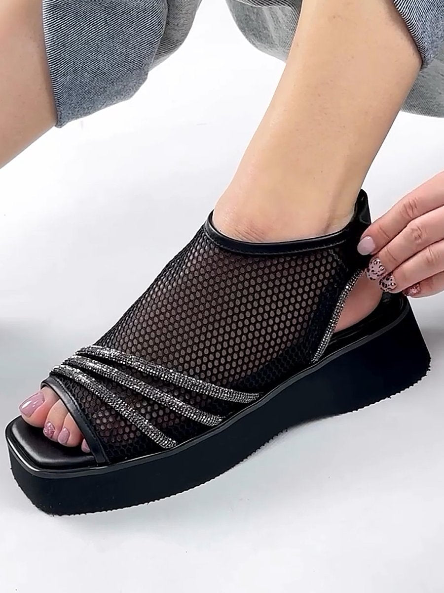 Women's Rhinestone Mesh Soft Sole Sandals