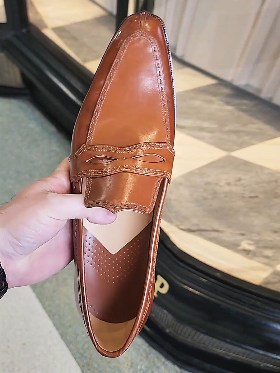 Handmade Leather Layered Heel Men's Loafers