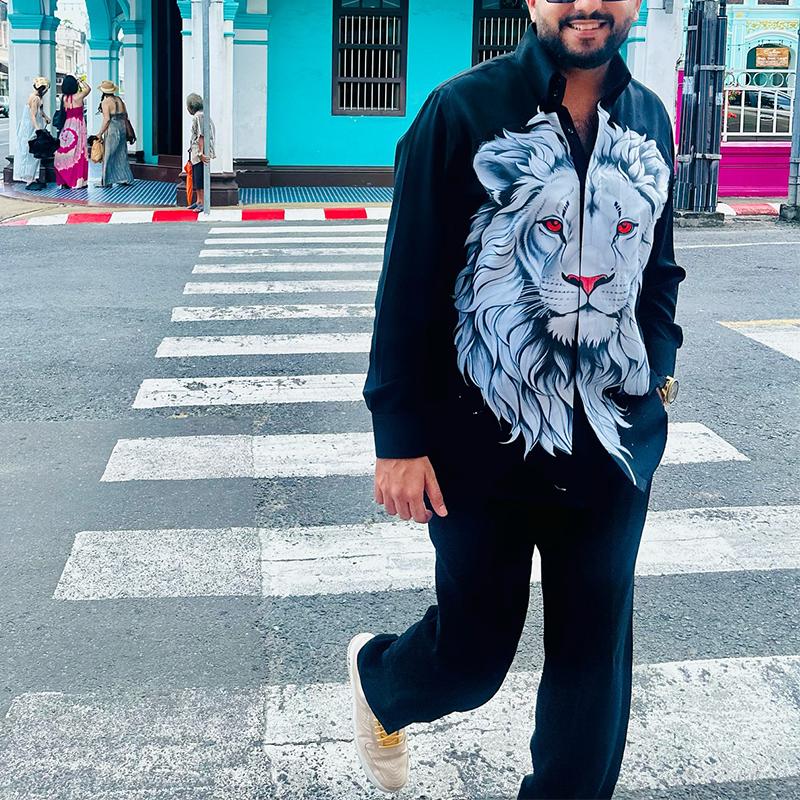 Lion Print Oversized Shirt