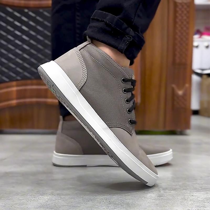 Canvas Patchwork Leather Men's Flat Casual Shoes