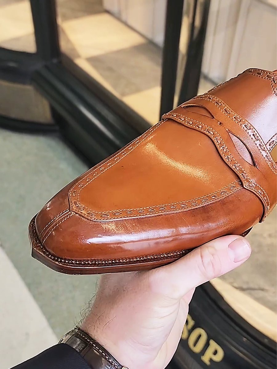 Handmade Leather Layered Heel Men's Loafers