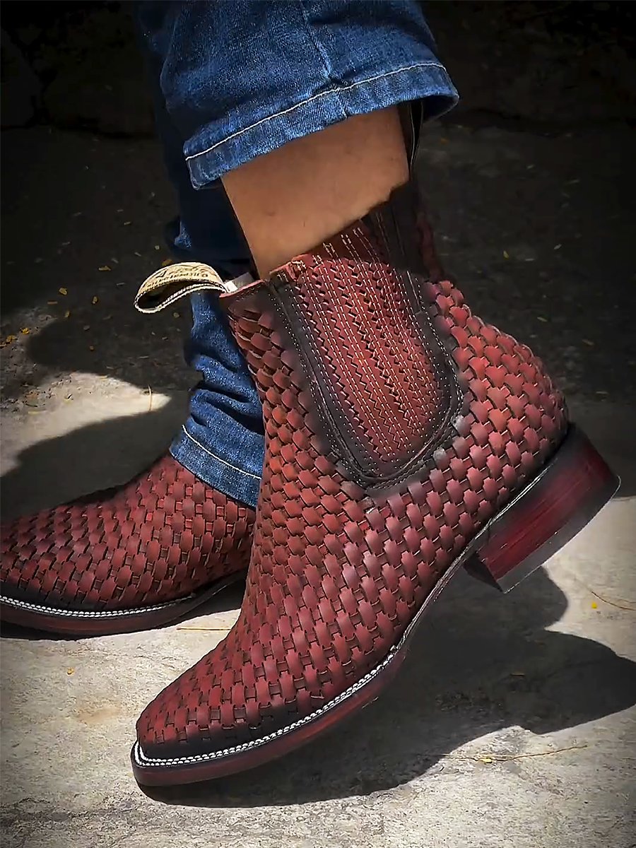 Braided Leather Men's Chelsea Boots