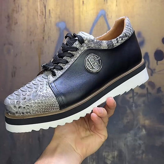 Men's Crocodile Print Vintage Work Shoes